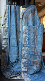 Dola Silk Ajrakh - Indigo 1