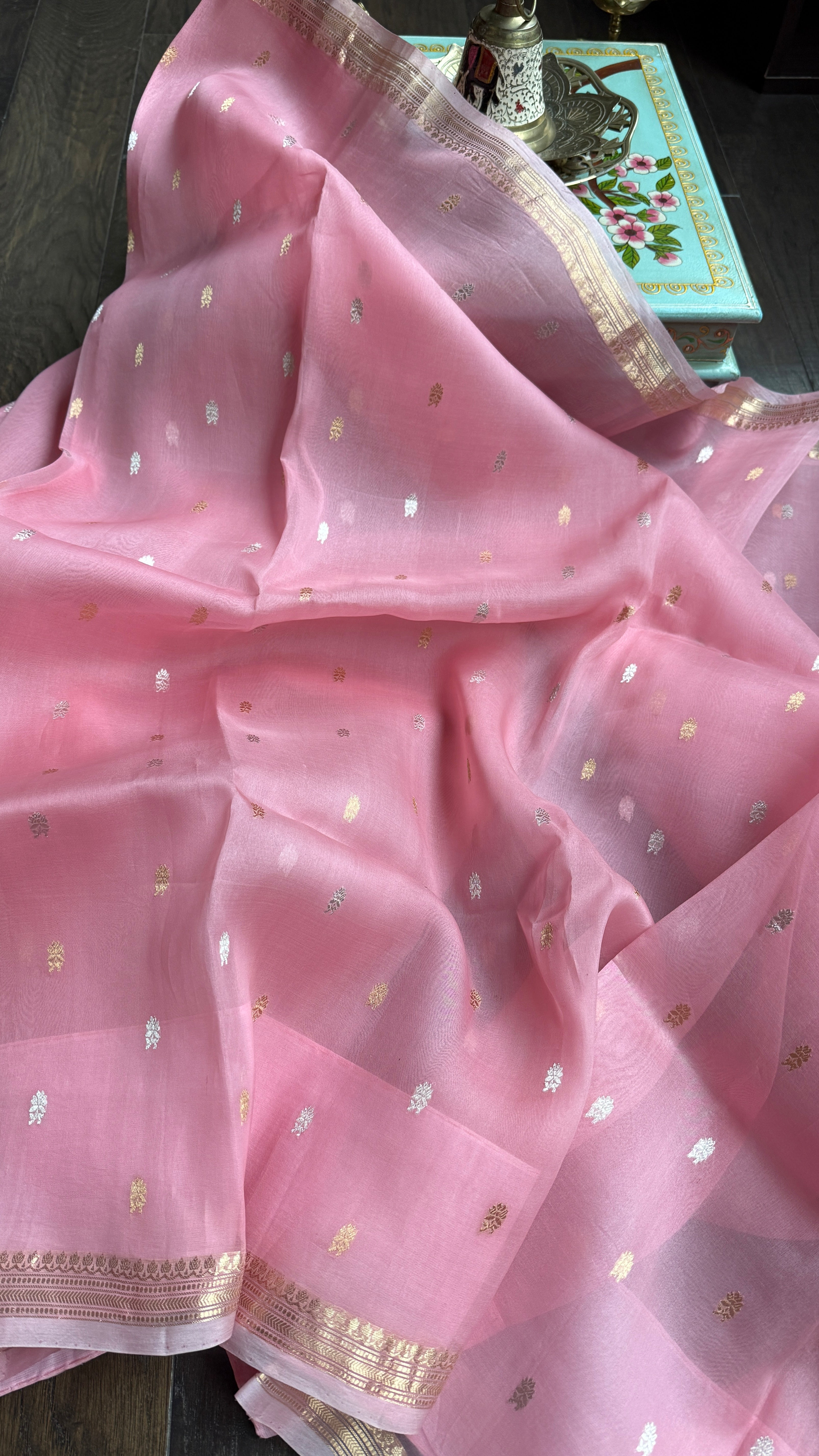 Kora Silk Banarasi - Baby Pink