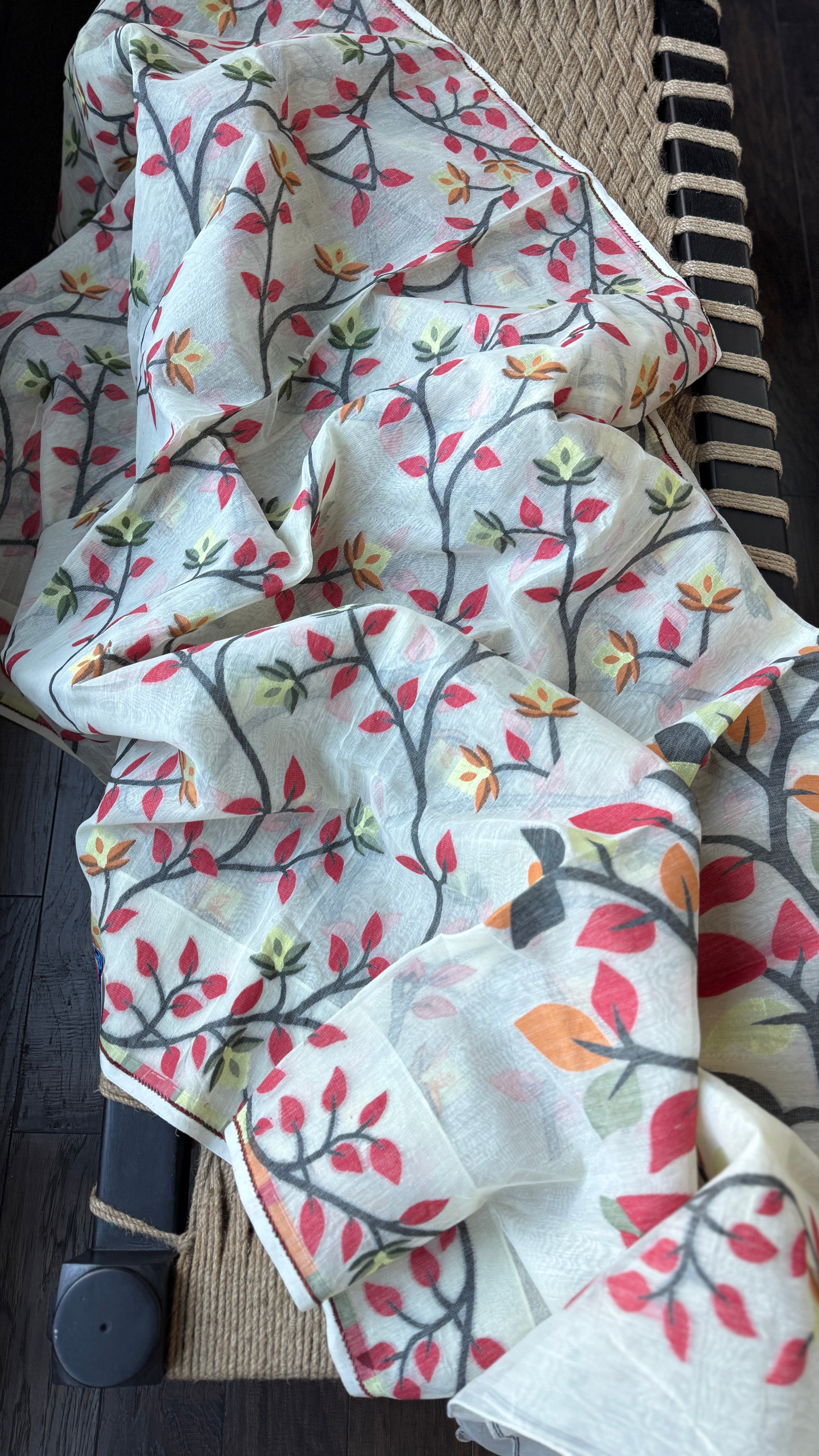 Cotton Jamdaani  - Off White Multi Colored 2