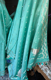 Pure Silk Mashru Banarasi- Sea Green