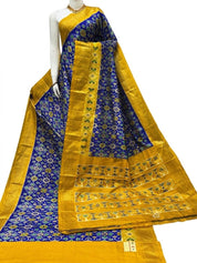 Pure Silk Ikat - Royal Blue Yellow Pochampally