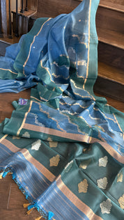 Kora Silk Rangkat Banarasi - Blue Shaded