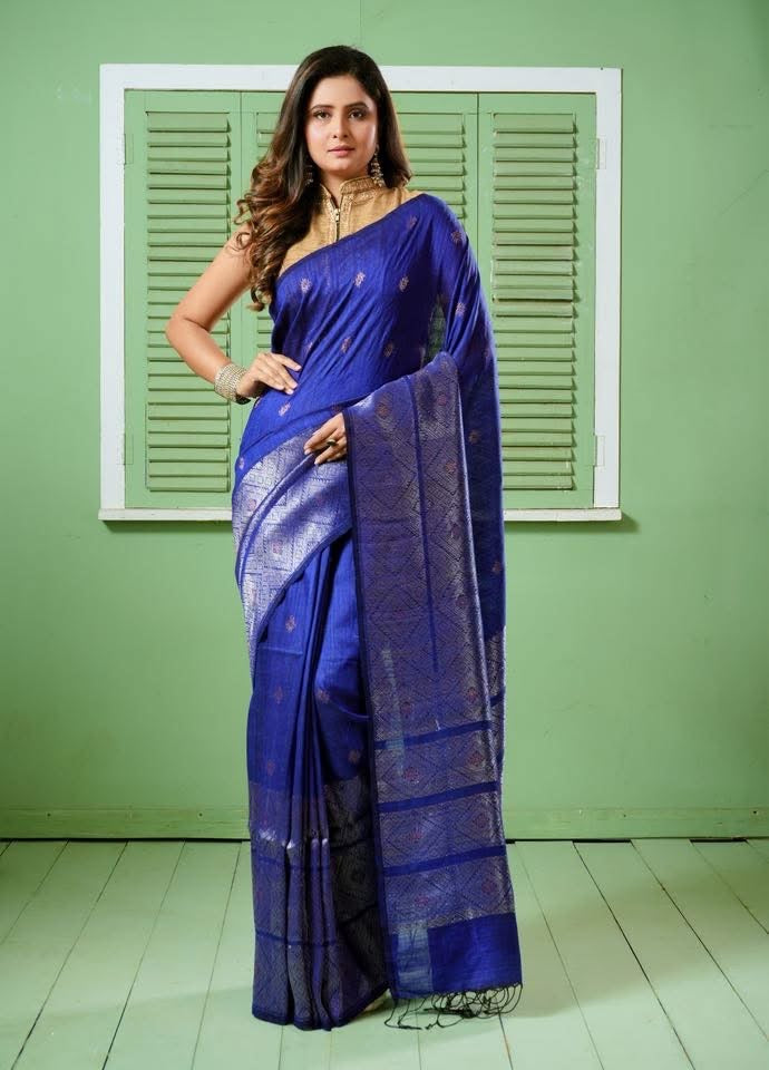 Pure Matka Silk - Royal Blue Woven