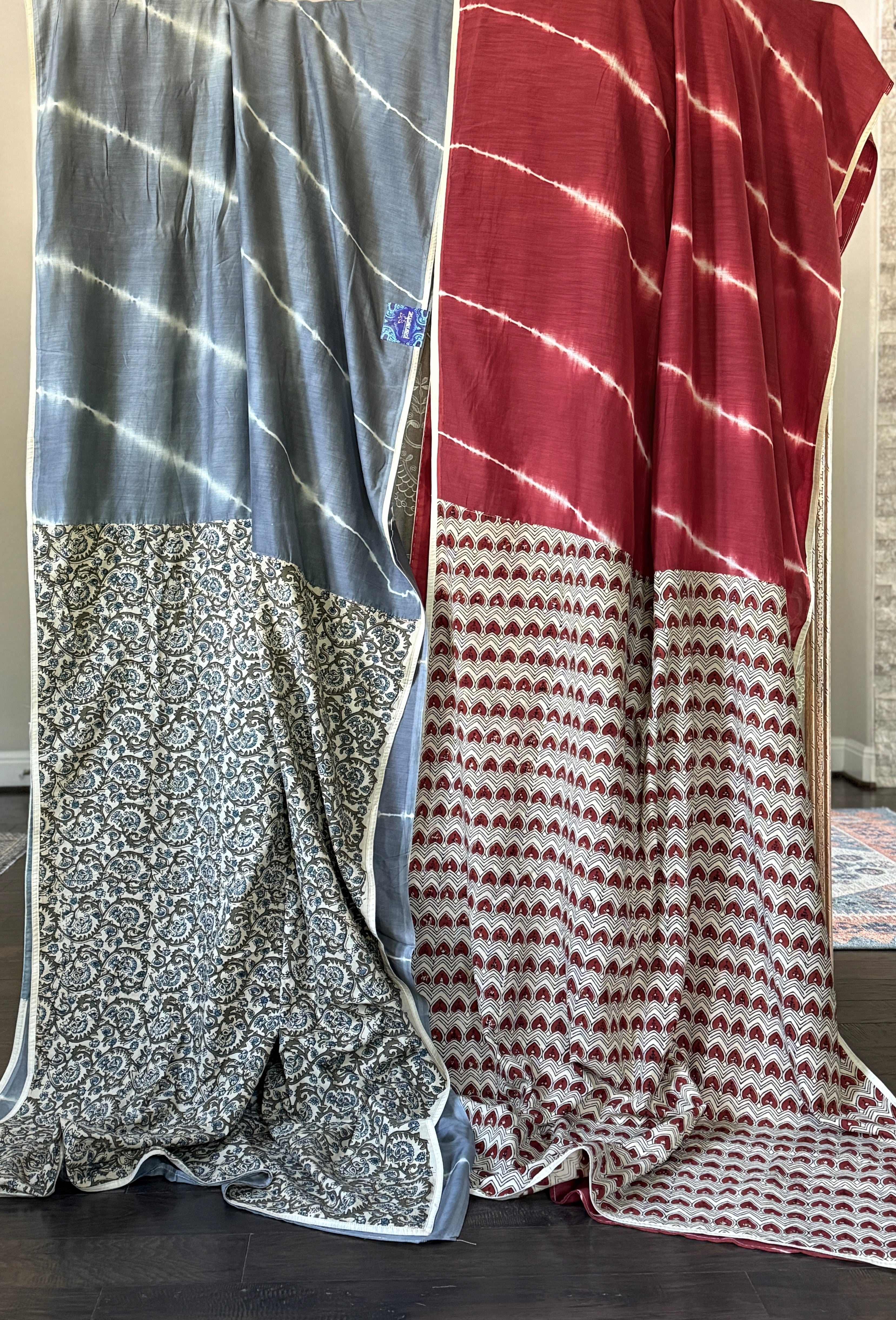 Designer Cotton Silk Shibori - Rust Red