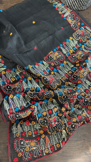Kota Silk Lamban - Black Embroidered