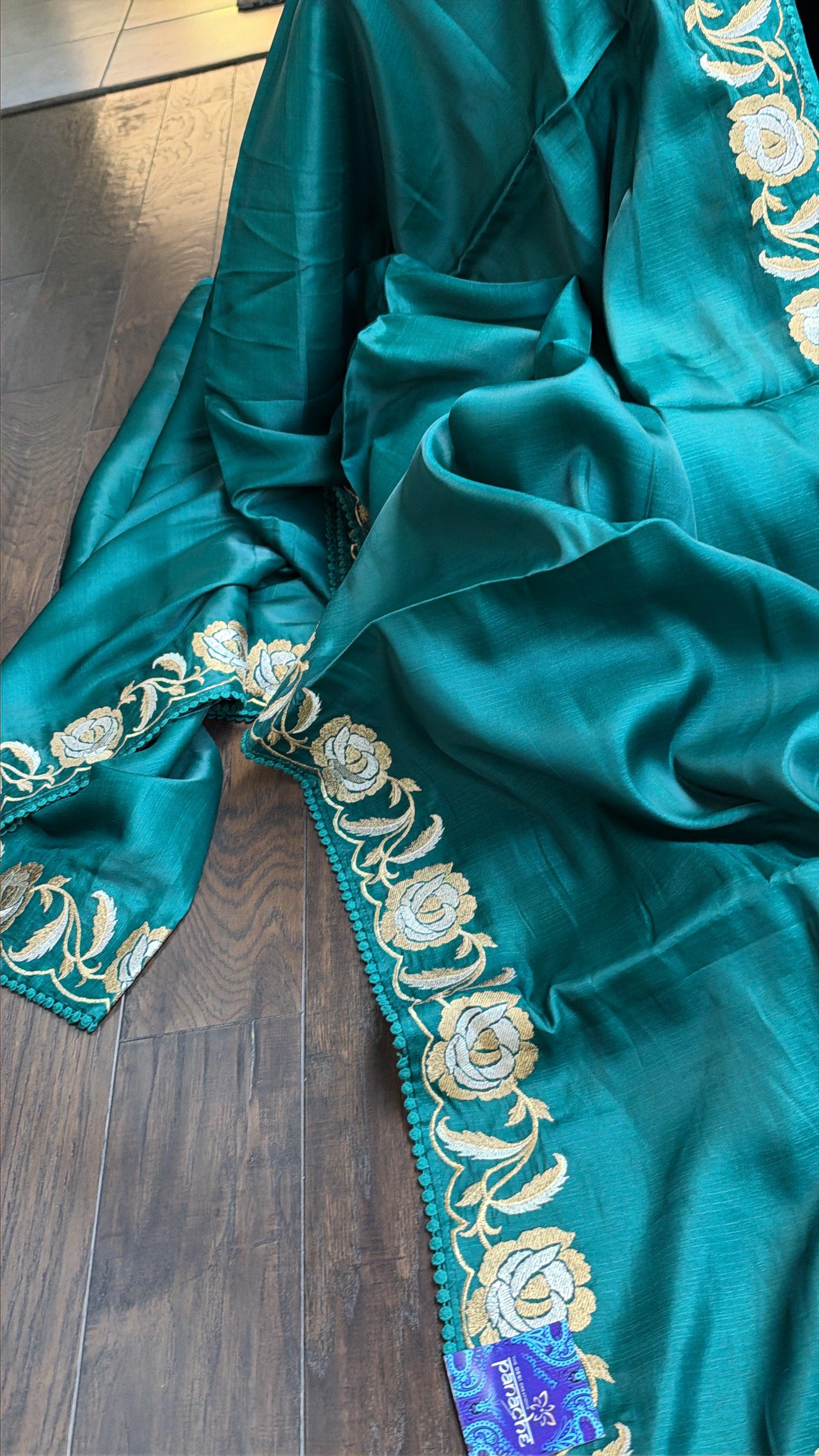 Soft Silk Embroidered - Teal