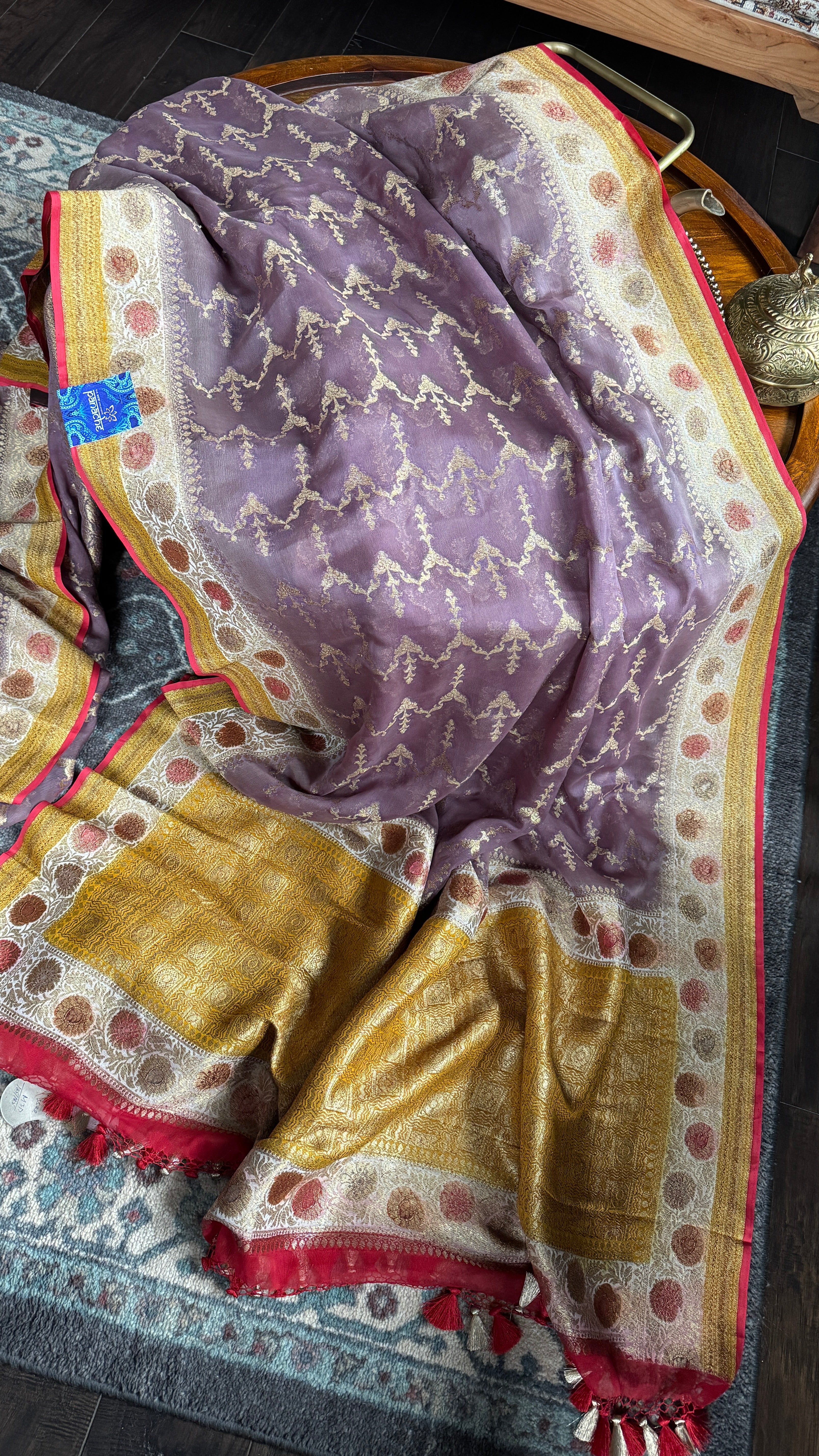 Khaddi Georgette Banarasi - Light Mauve Purple