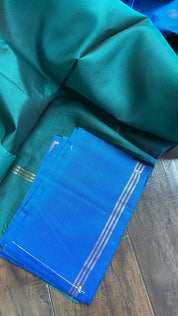 Pure Silk Kanjivaram - Teal Green Blue