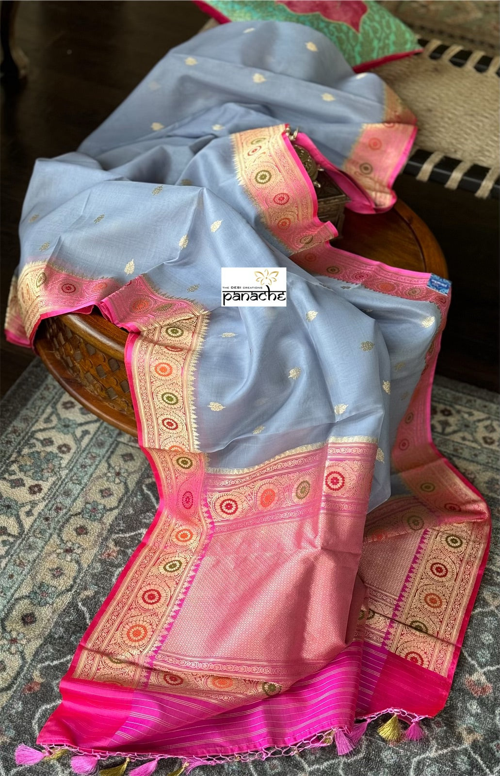 Pure Organza Silk Banarasi - Grey Pink