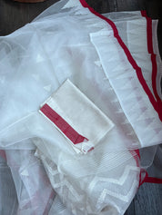 Muslin Jamdaani - White Red