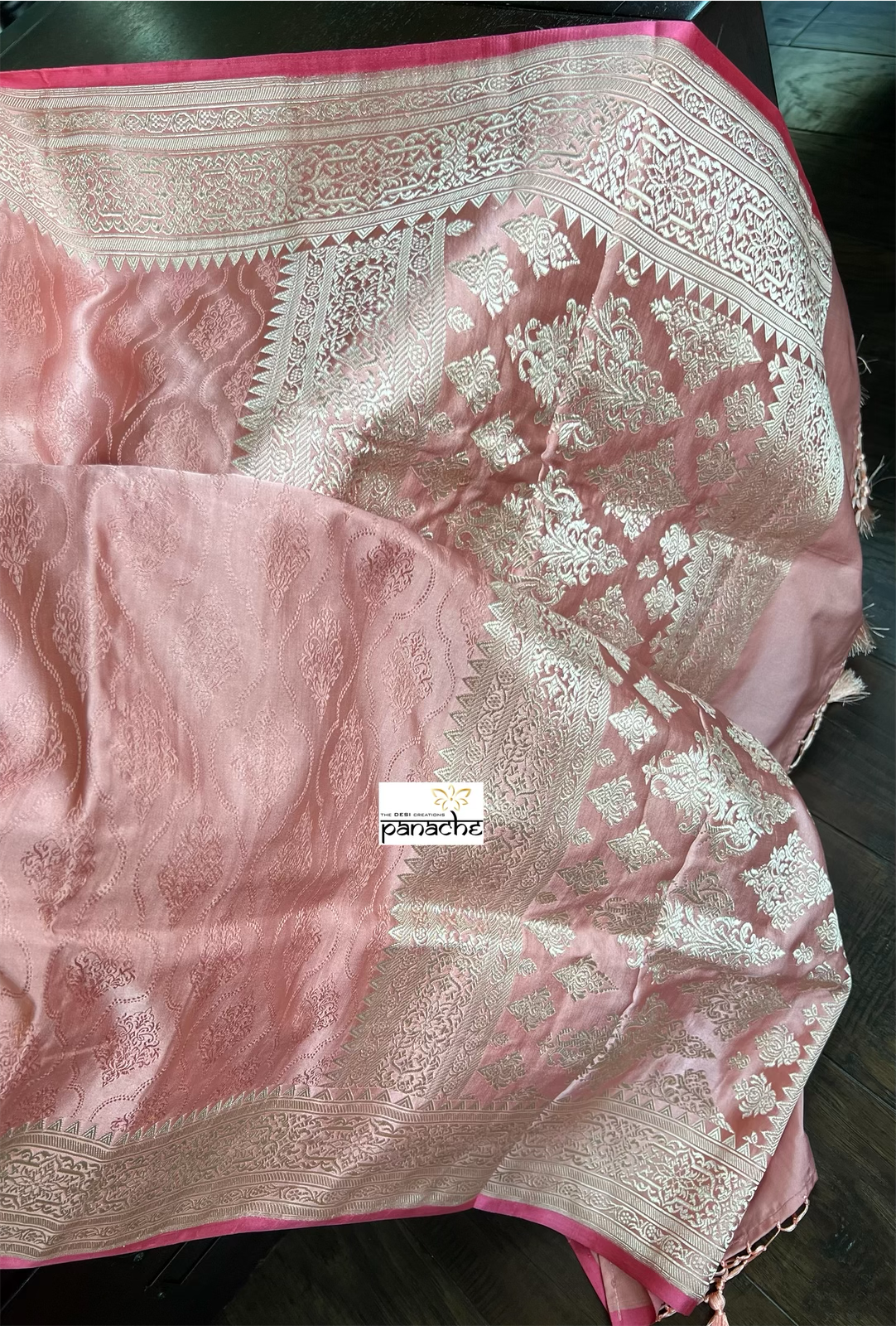 Pure Silk Mashru Banarasi- Dusty Pink