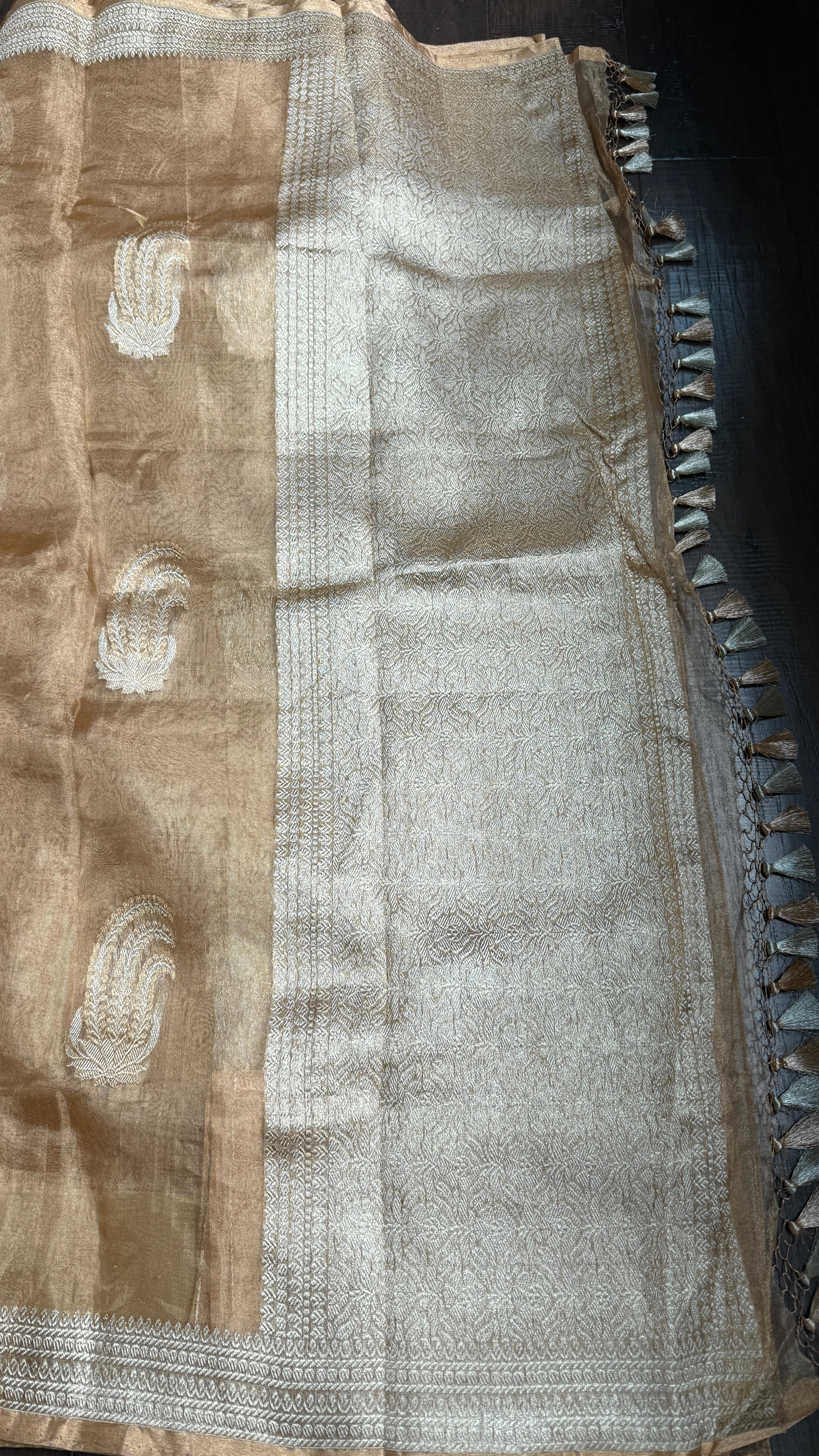 Pure Tissue Silk Banarasi - Golden Khadhua Woven
