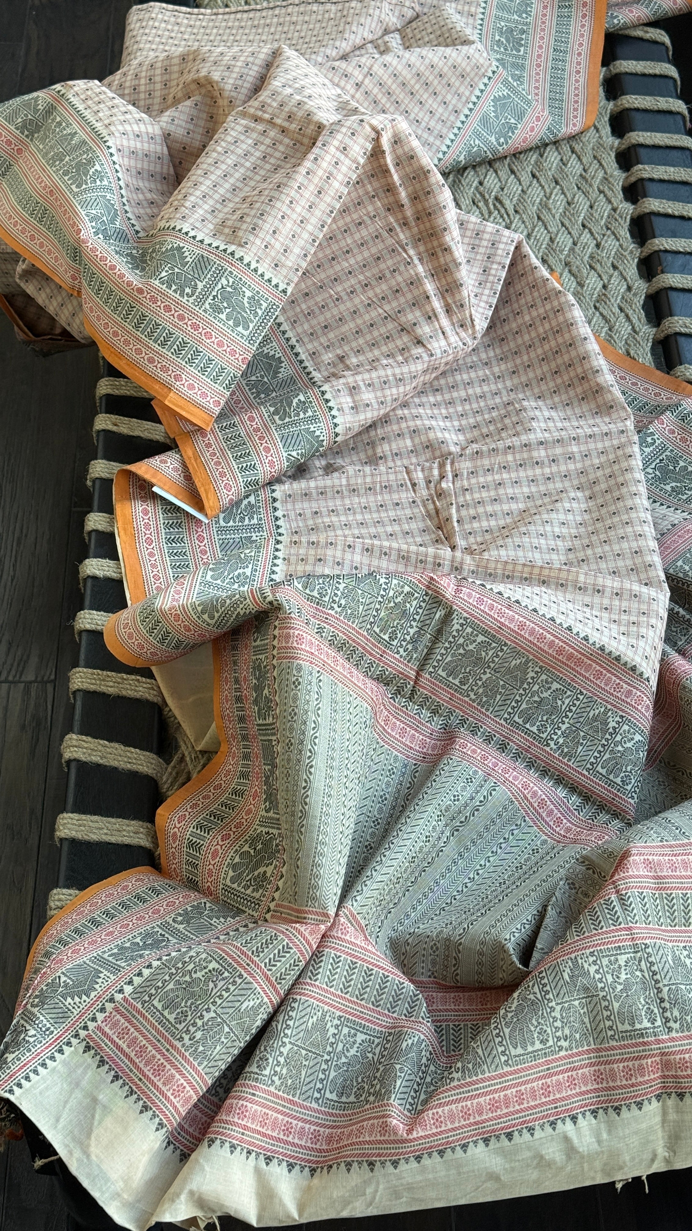 Kanchi Cotton Handloom - Marble Peach