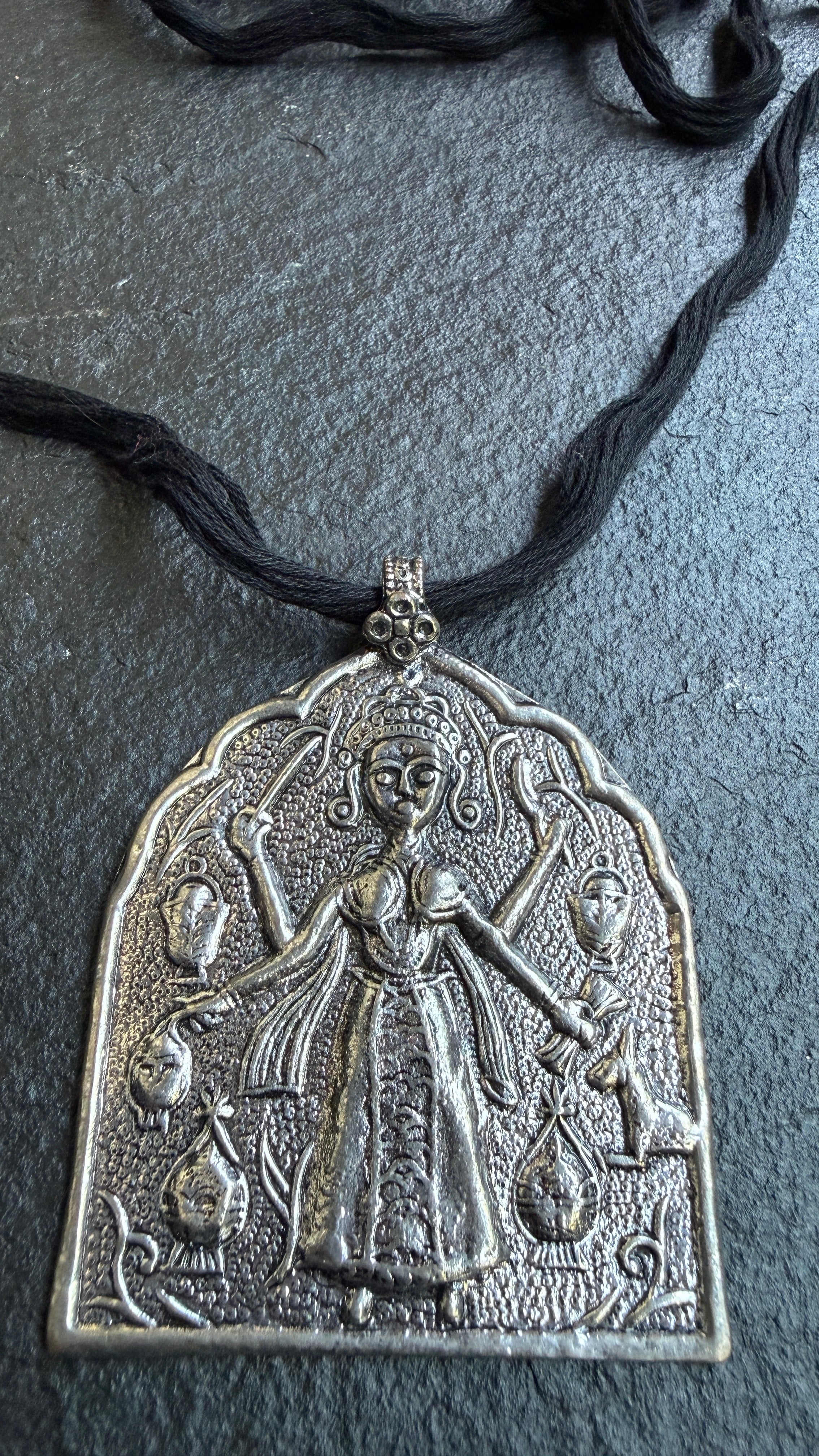German Silver DEVI Pendant - Silver