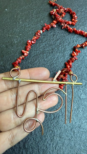Copper Durga Pendent - Coral Necklace