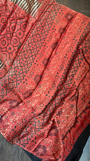 Modal Silk Ajrakh - Maroon Black