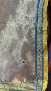 Hand Zardozi Pure Chanderi Tissue Silk - Golden Yellow Woven