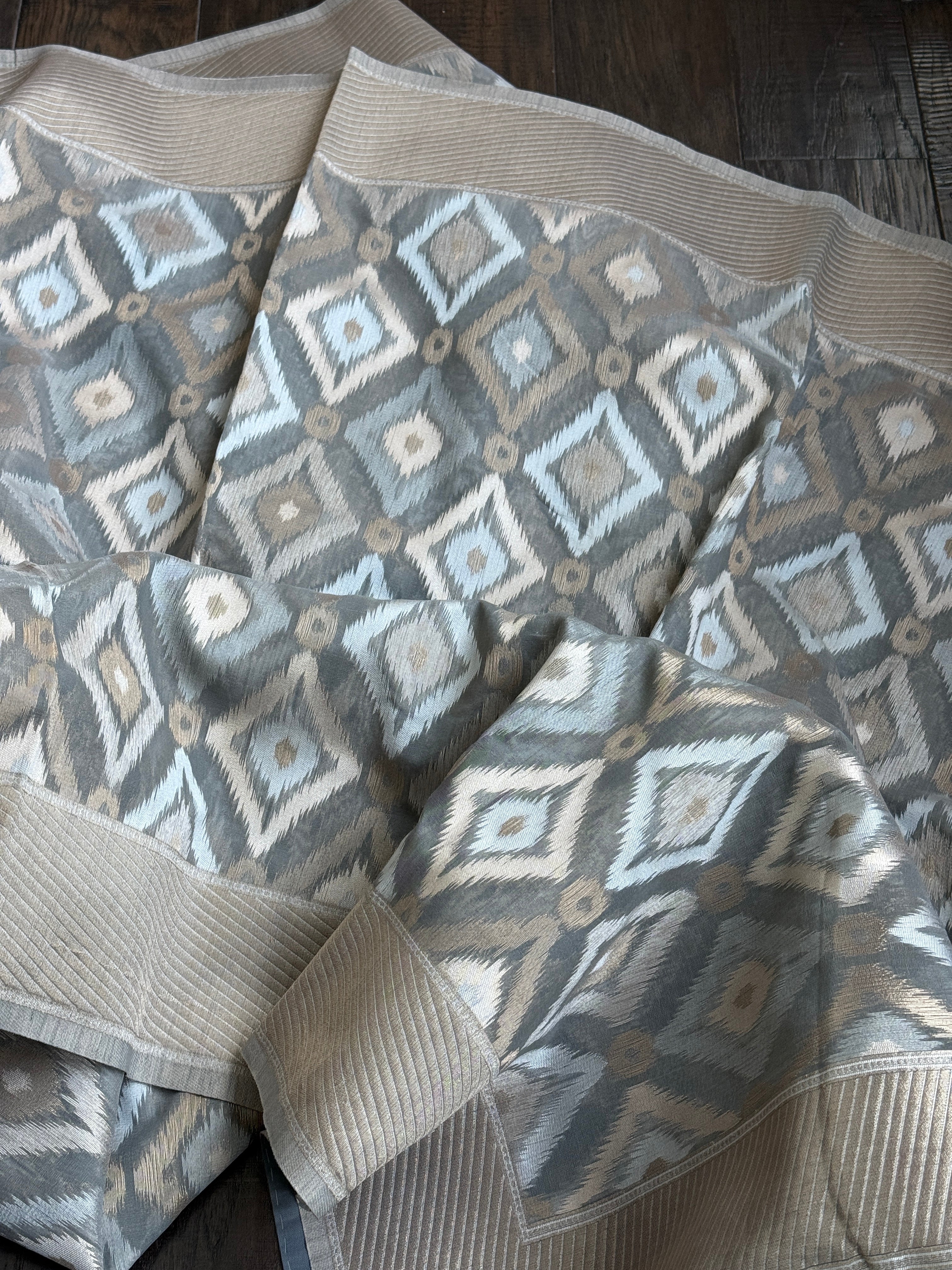 Kora Silk Banaras Chanderi - Grey