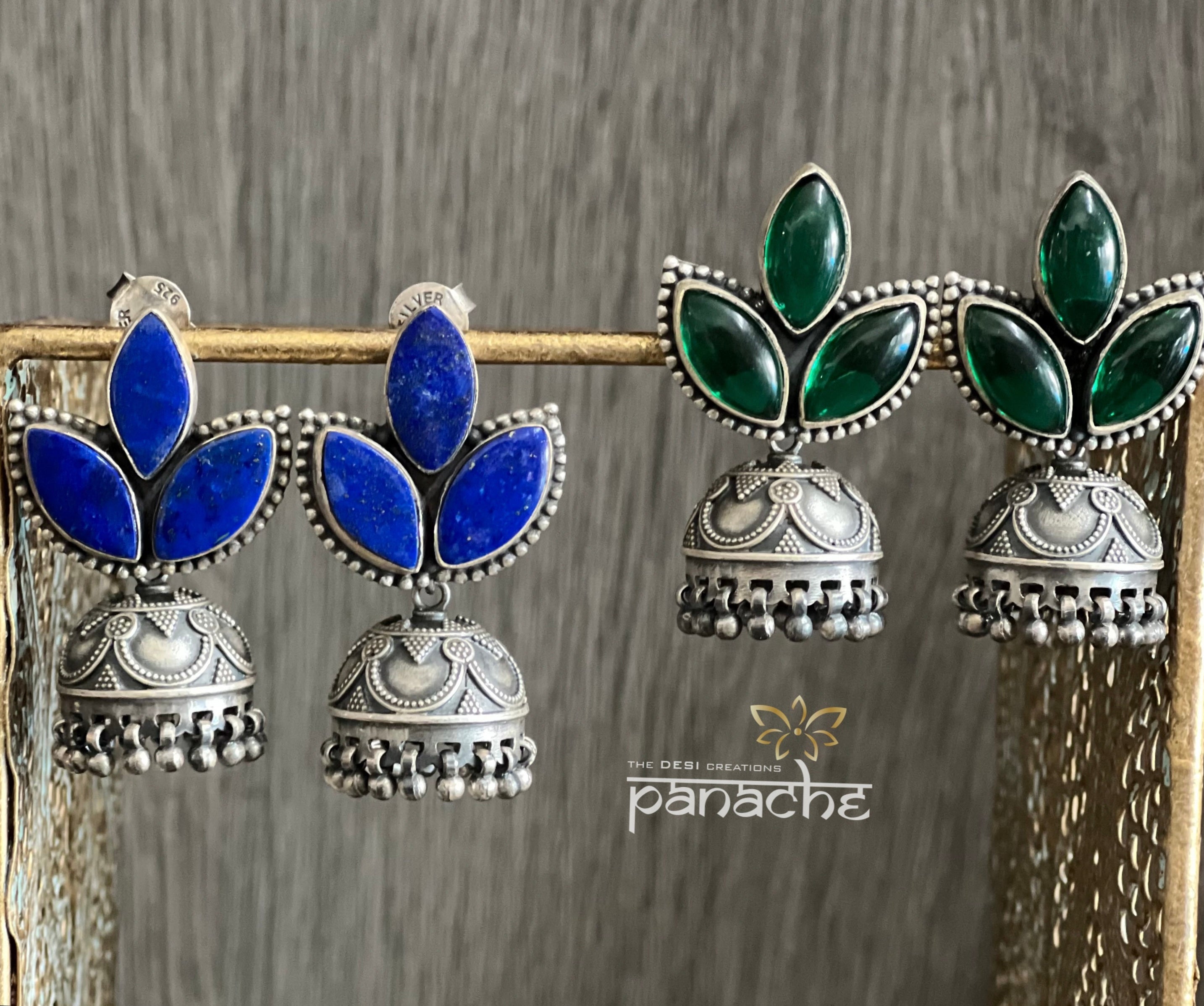 Earring 925 Silver- Jhumki Lapis