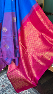 Pure Silk Kanjivaram - Royal Blue Purple Magenta