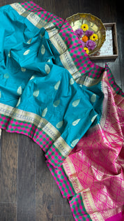Soft Silk Kanjivaram - Firozi Blue Magenta