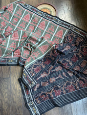Pure Sambalpuri Cotton - Moss Green Grey NabaKothi