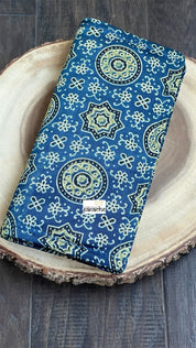 Ajrakh Clutch - Indigo Blue Brown