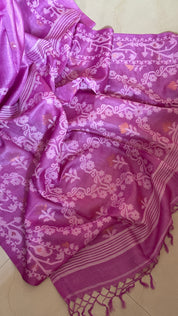 Pure Tussar Silk Jamdaani - Mauve