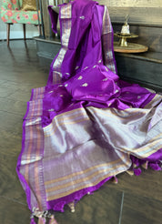 Pure Katan Silk Banarasi - Purple