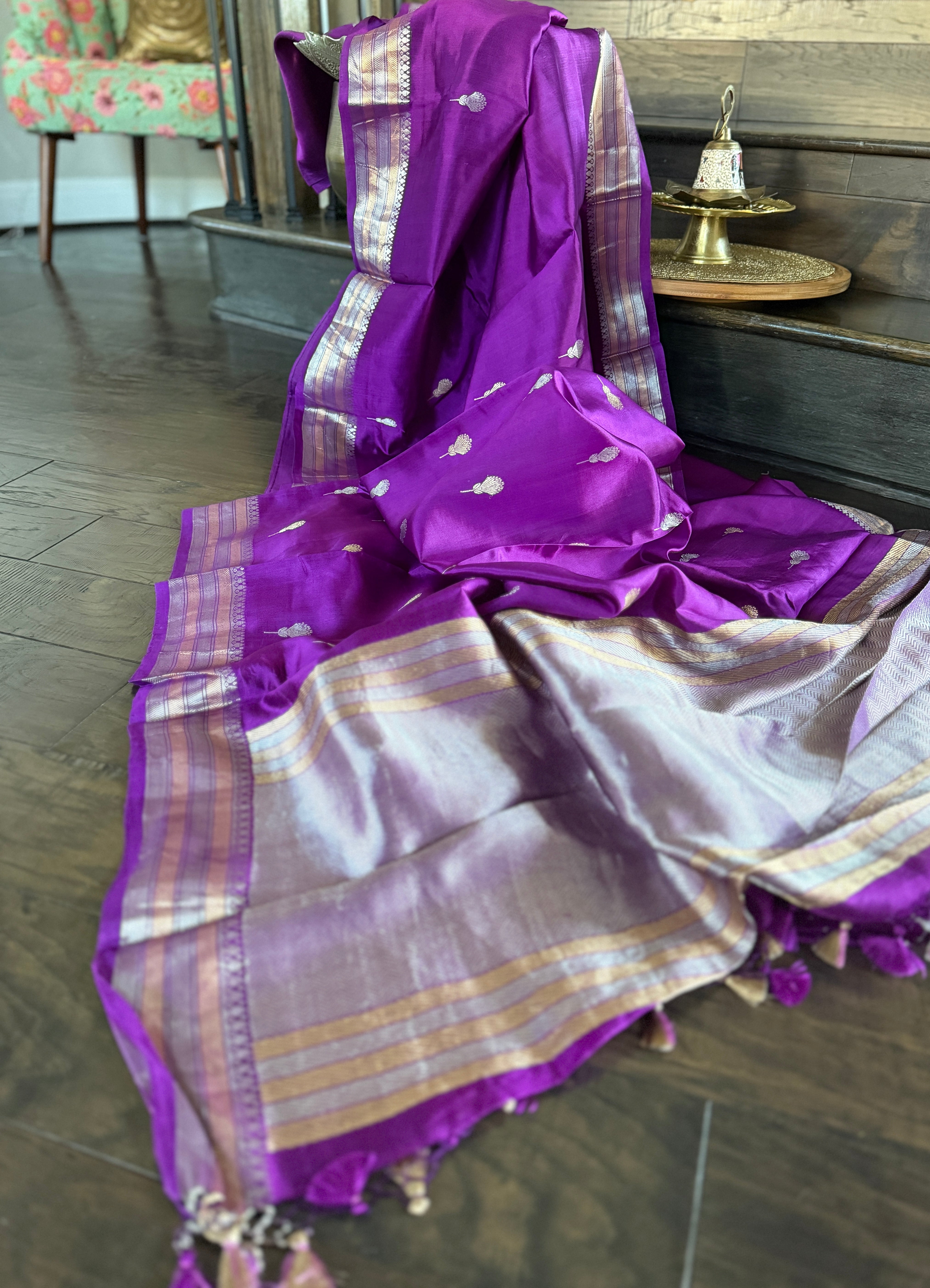 Pure Katan Silk Banarasi - Purple