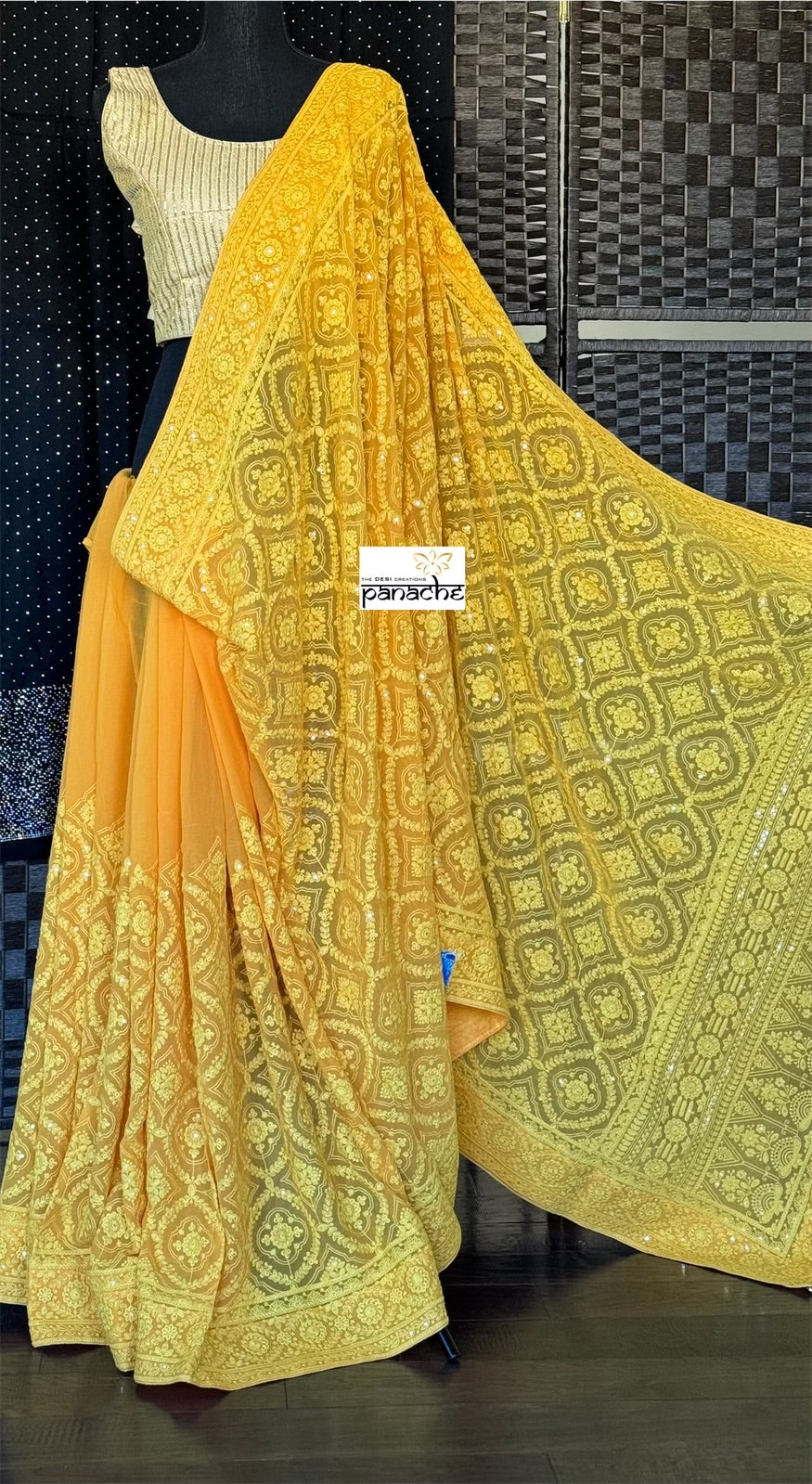 Designer Geogette Chikankari - Sunrise Yellow