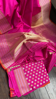 Pure Silk Katan Banarasi- Rani Pink