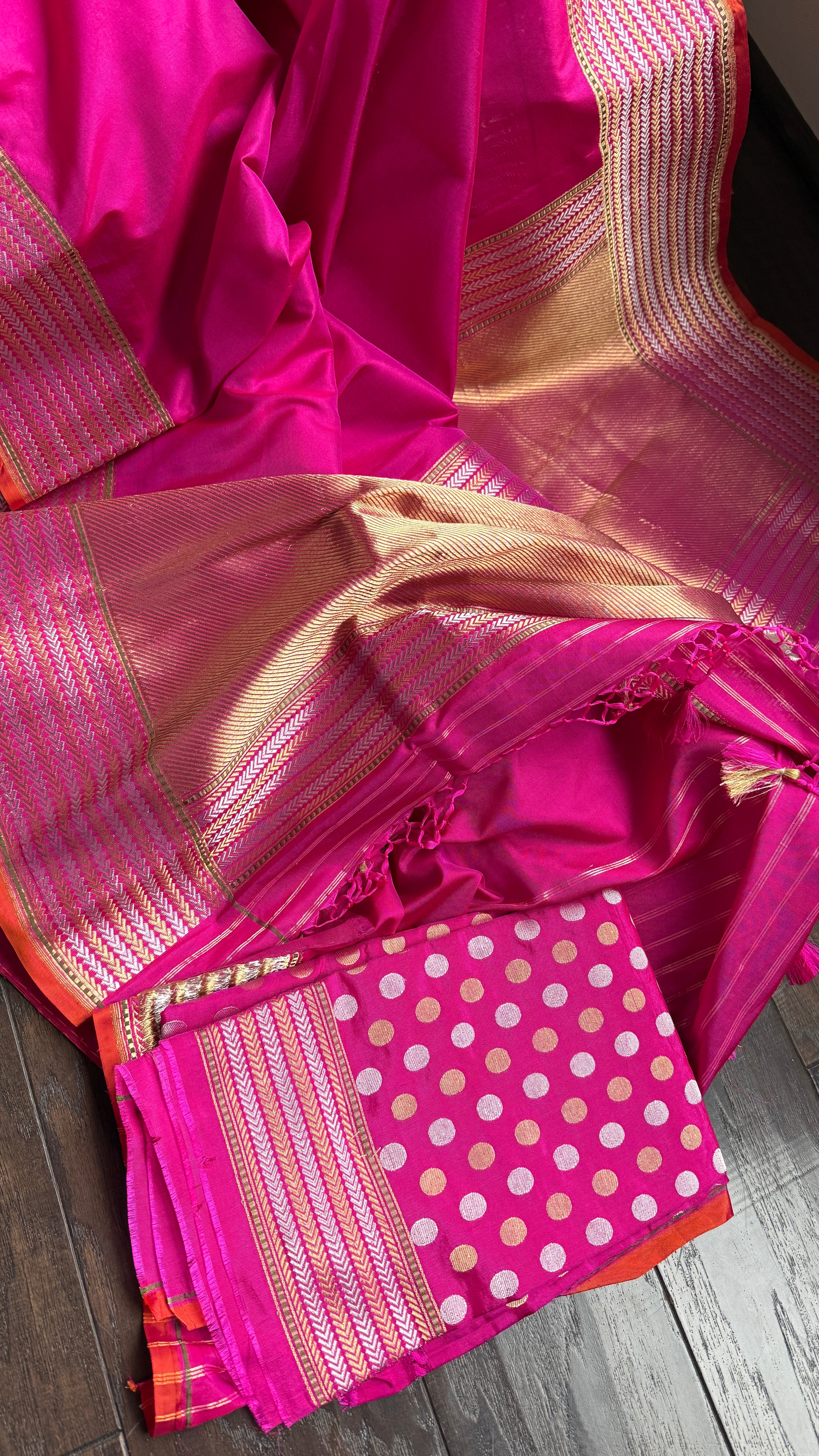 Pure Silk Katan Banarasi- Rani Pink