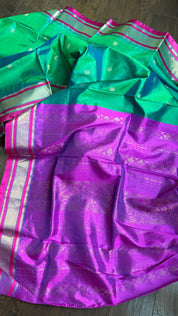 Pure Garad Silk- Sea Green Purple