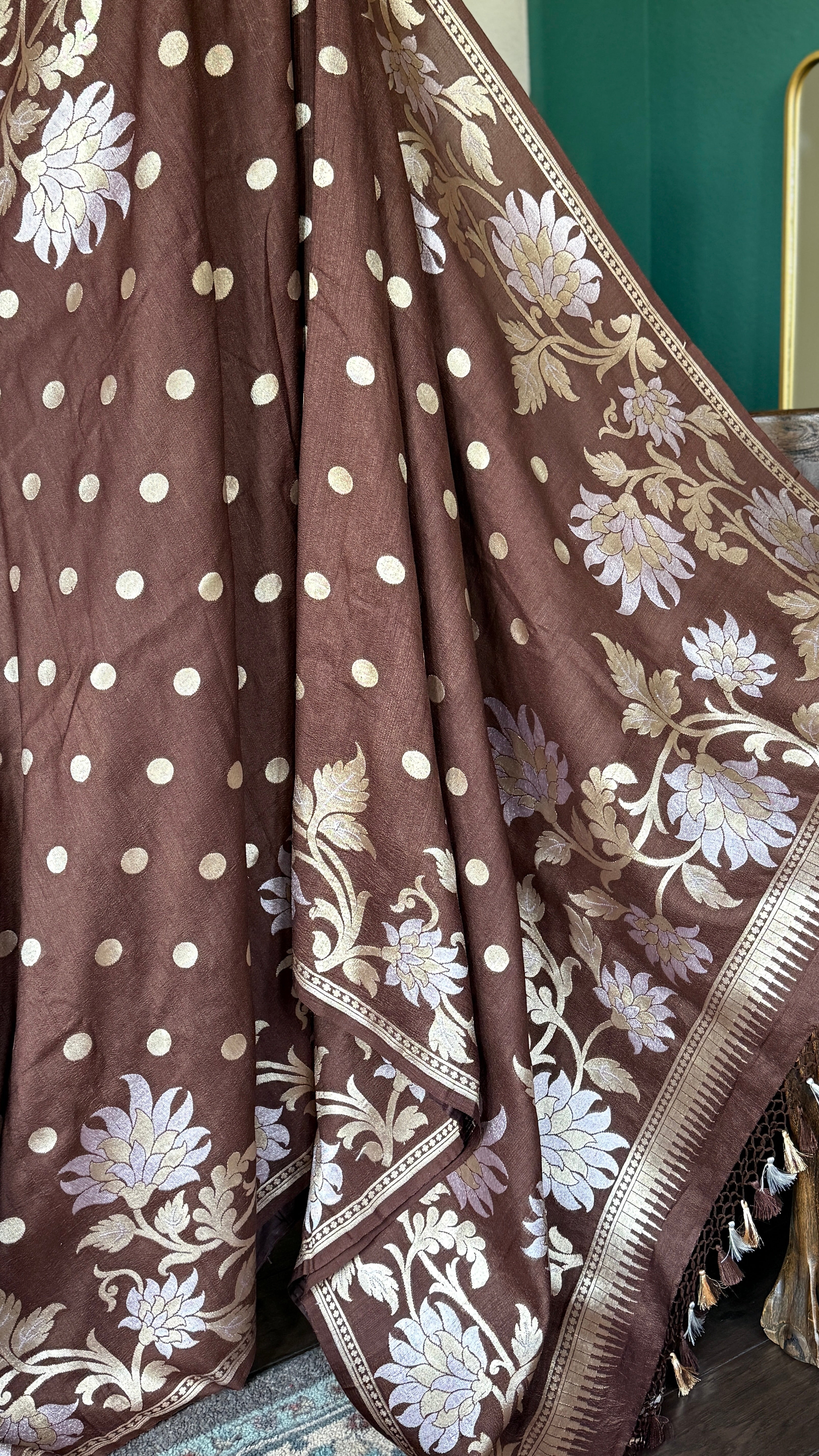 Tussar Georgette Banarasi - Chocolate Brown