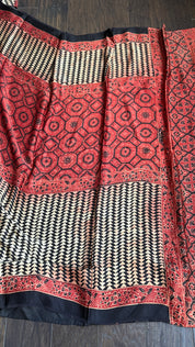 Modal Silk Ajrakh - Maroon Black