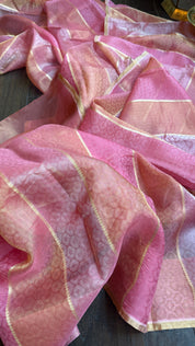 Tissue Organza Silk Banarsi - Rangkat Peach Pink