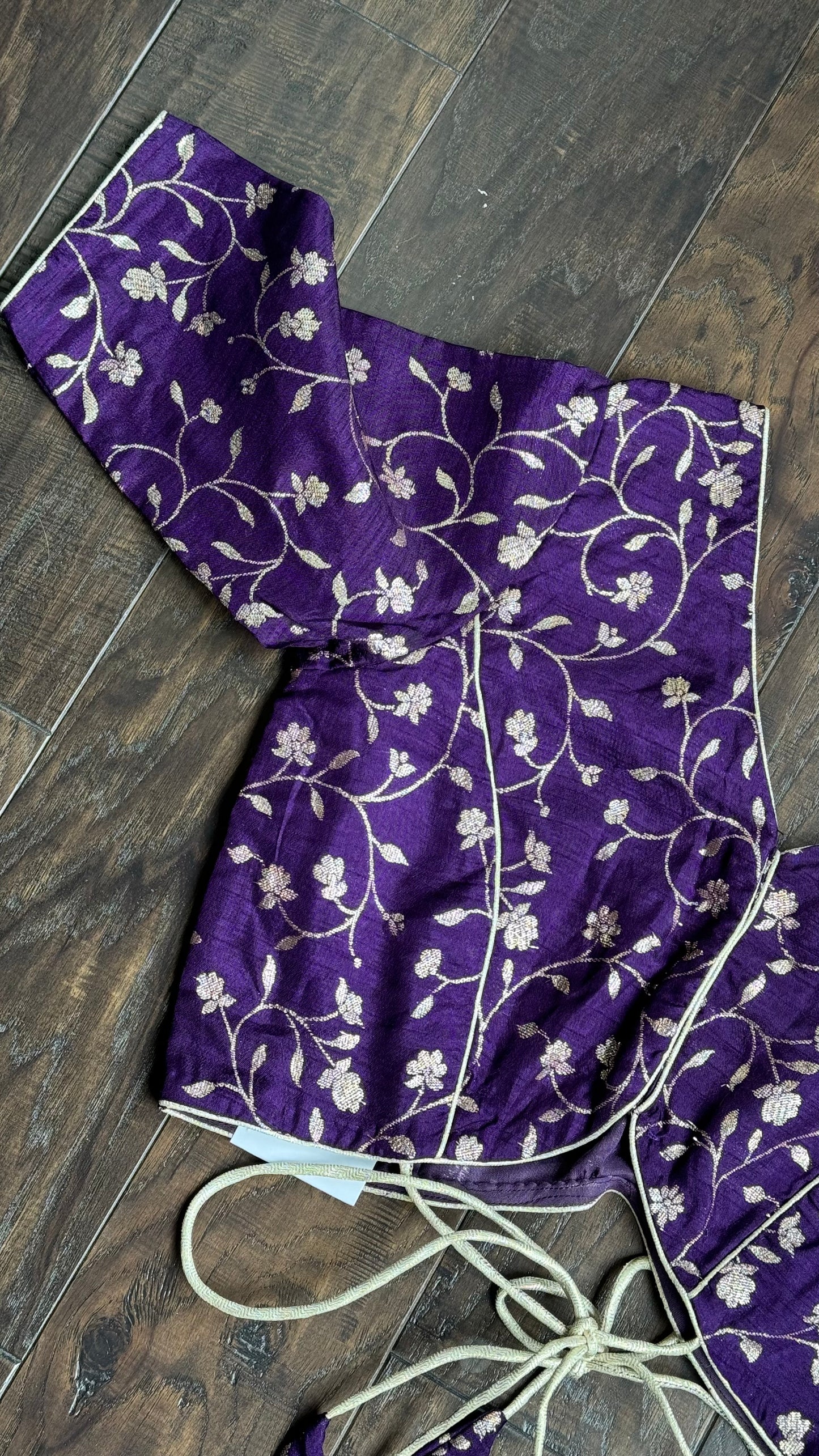 Designer Blouse - Dark Purple Jaal Woven