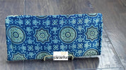 Ajrakh Clutch - Indigo Blue Brown