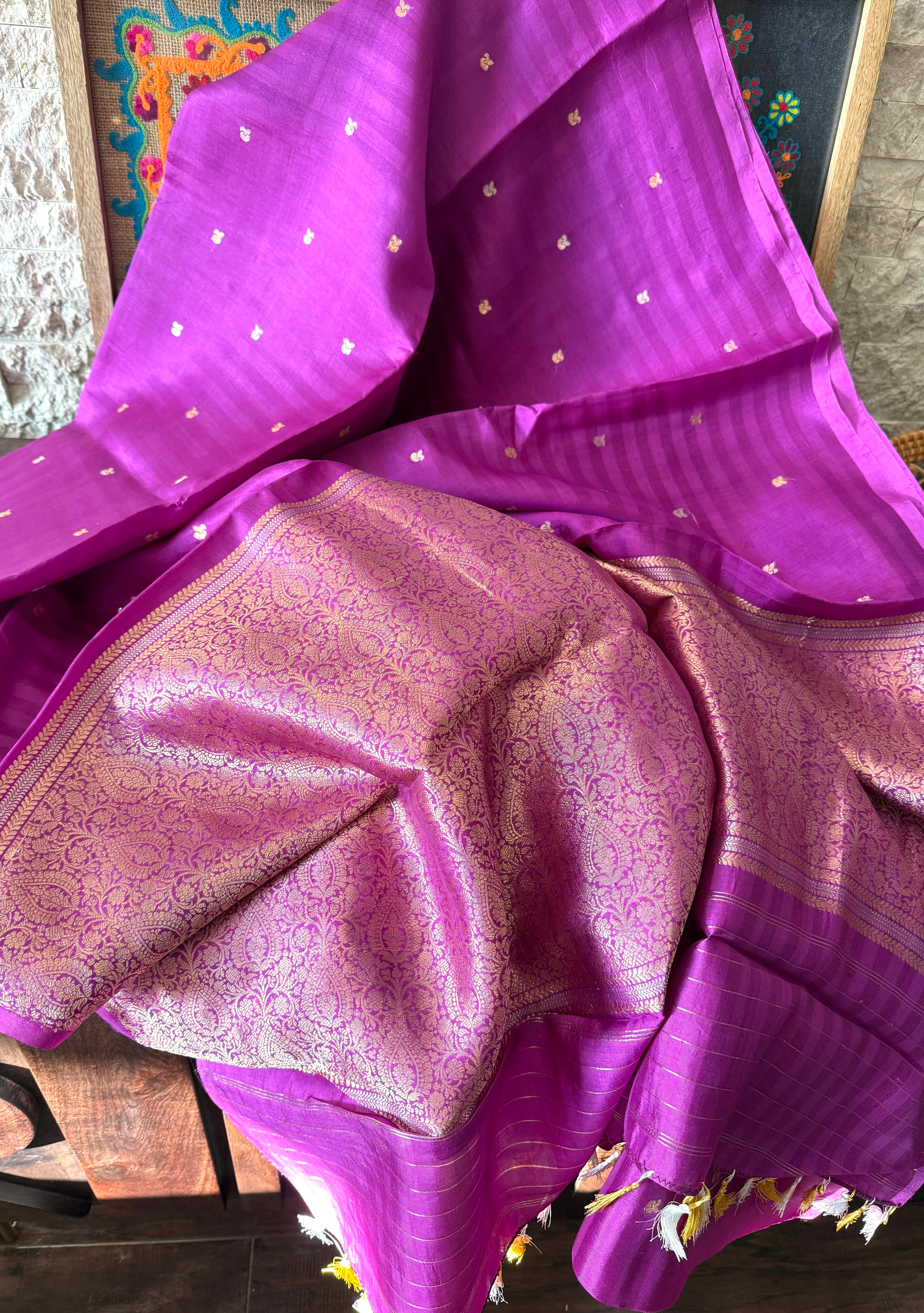 Pure Silk Contemporary Banarasi - Purple Striped