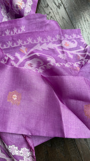 Pure Tussar Silk Jamdaani - Mauve