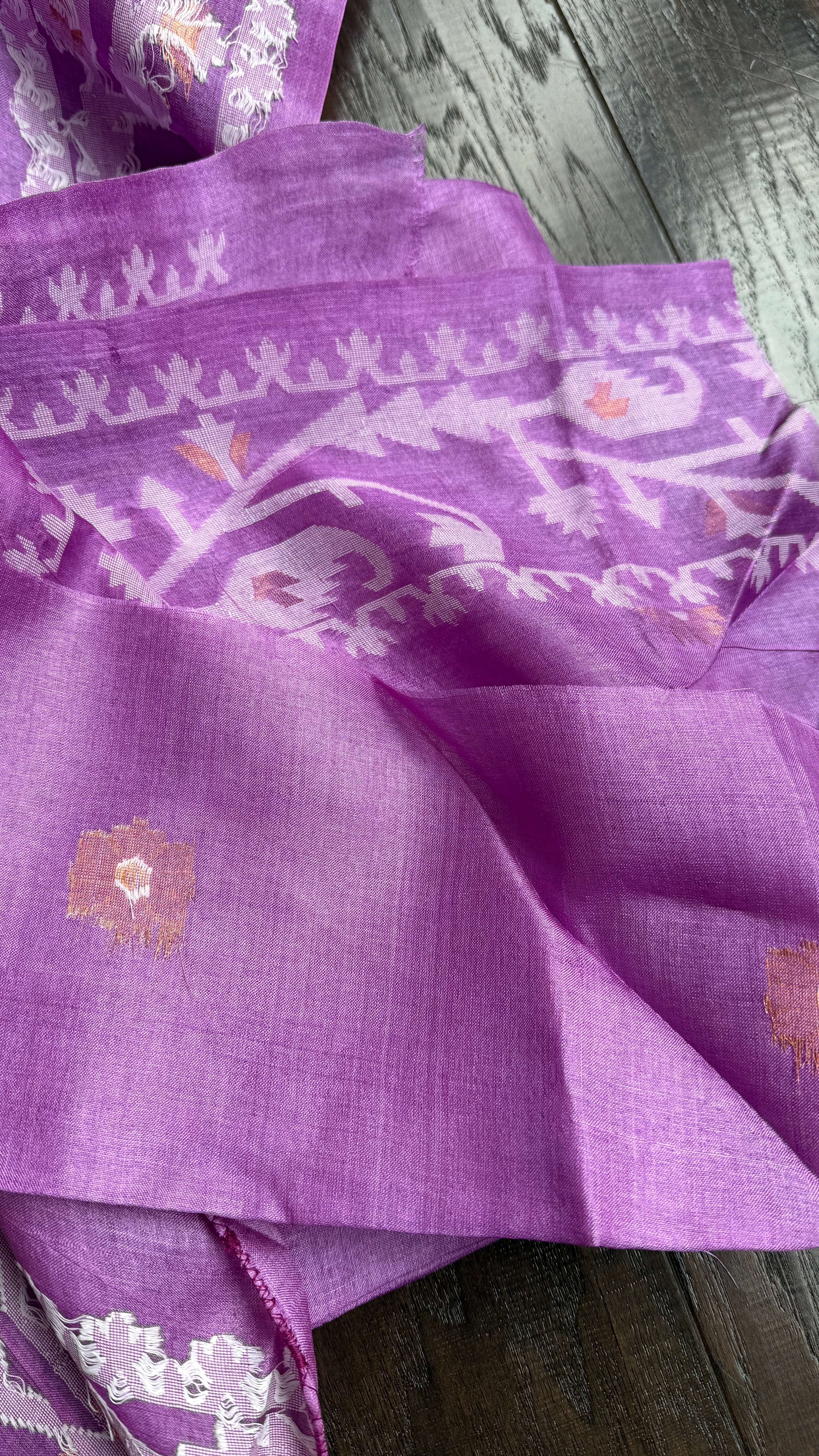 Pure Tussar Silk Jamdaani - Mauve