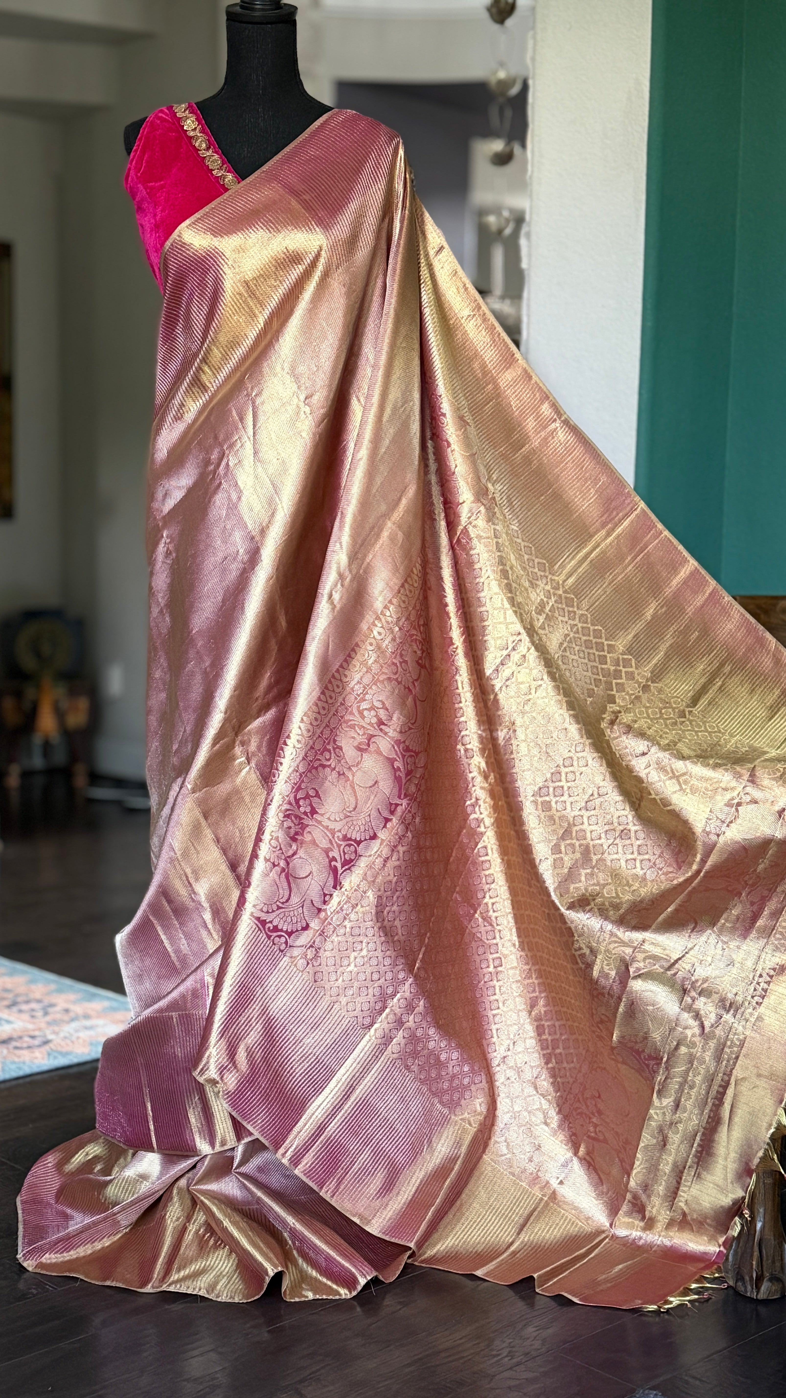 Pure Tissue Silk Kanjivaram - Golden Purple
