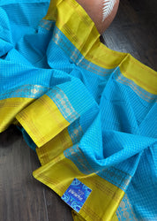 Cotton Gadwal - Firozi Blue Lemon Grass