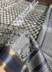 Tussar Silk - Steel Grey Woven