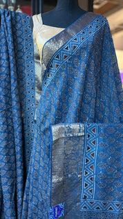 Dola Silk Ajrakh - Indigo 2