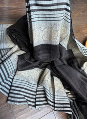Pure Matka Silk Handwoven - Black Grey