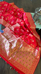 Soft Silk Banarasi - Red Meenakari