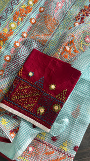 Kota Silk Lambani - Aqua Blue Embroidered