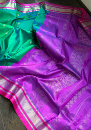 Pure Garad Silk- Sea Green Purple